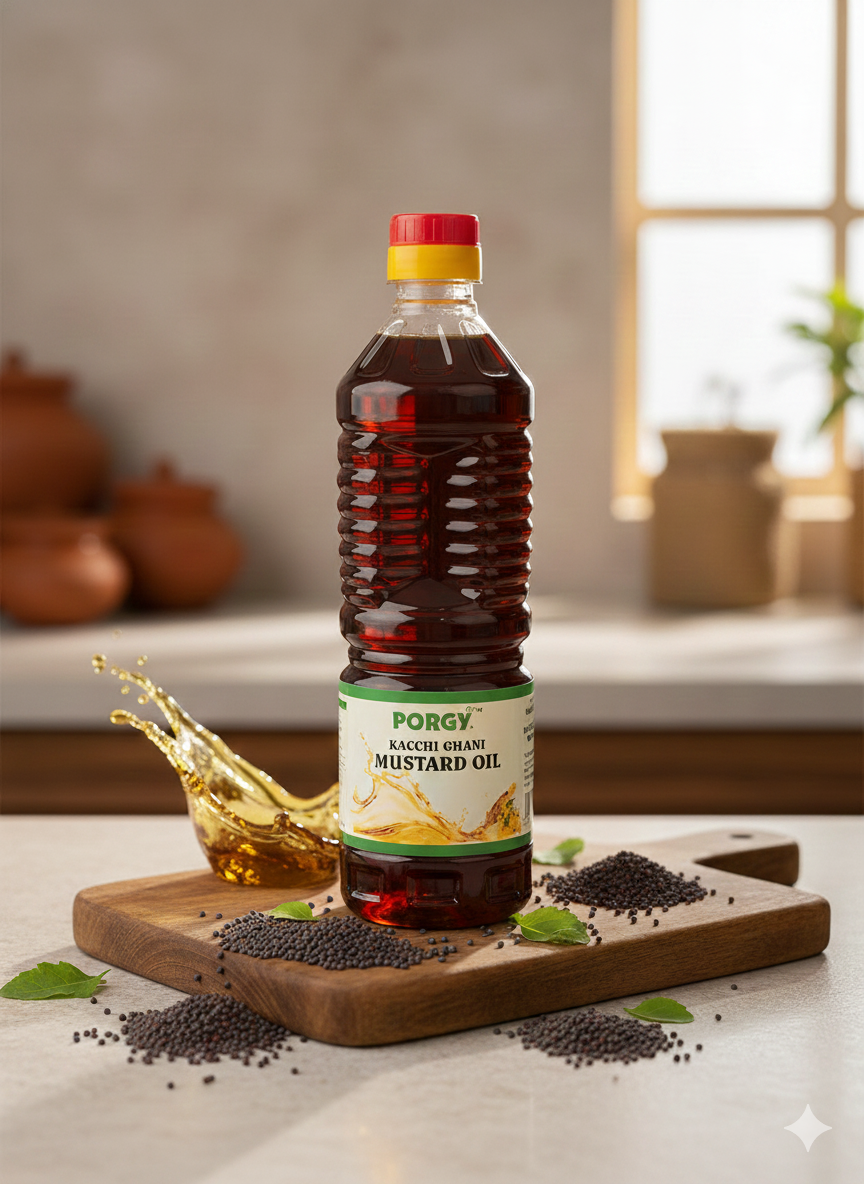 Porgy Cold-Pressed Black Mustard Oil | Pure Kachchi Ghani | Bold Aroma for Authentic Cooking
