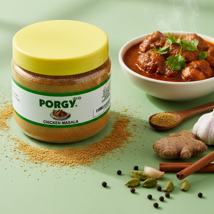PORGY Spice Combo Pack – 400g Chicken Masala, Kitchen King, Garam Masala, Pav Bhaji Masala
