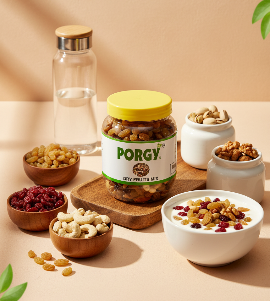 PORGY Dry Fruit Mix – 450g Almonds, Raisins, Cranberries, Cashews, Pistachios, Walnuts