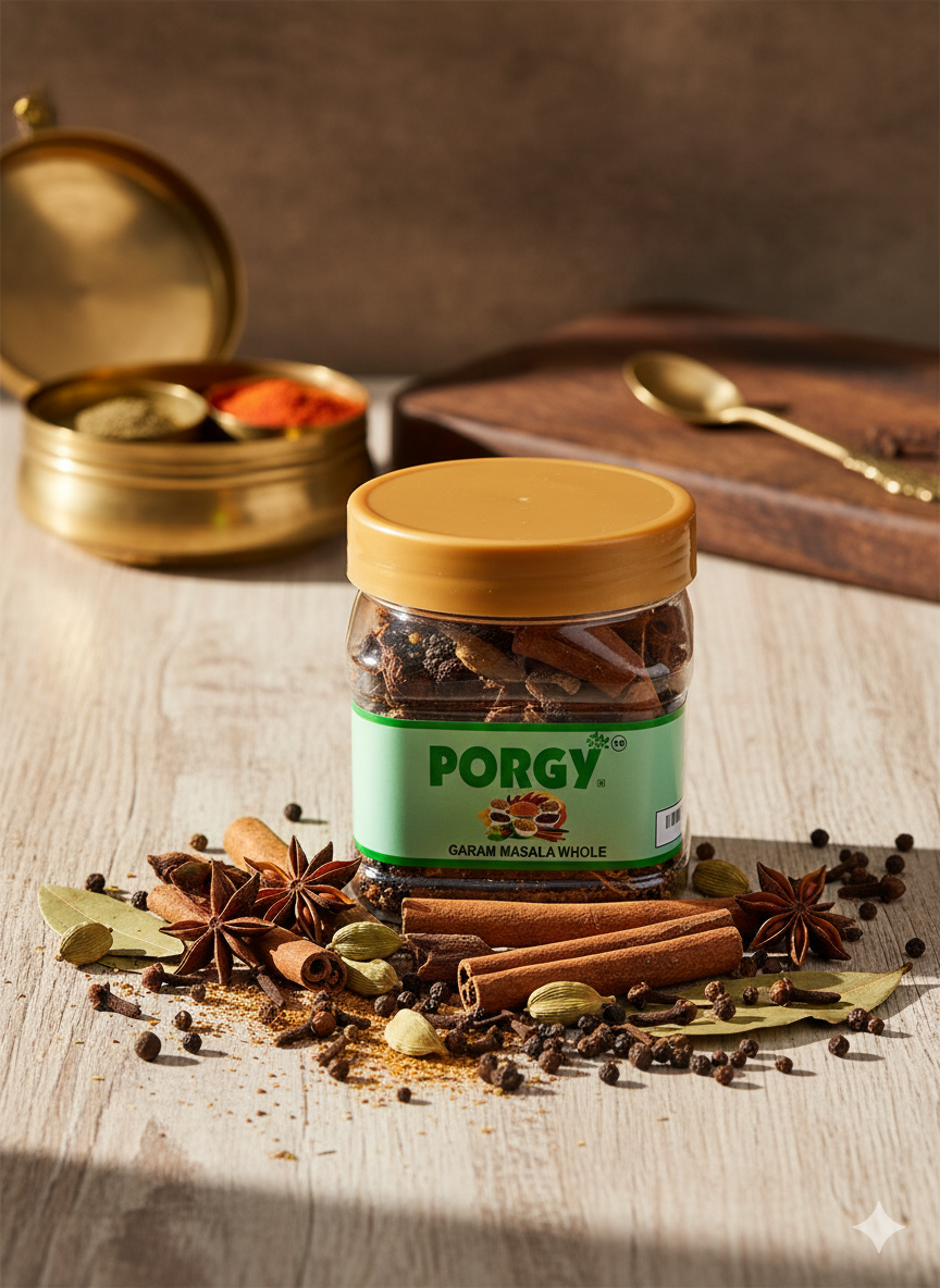 PORGY Garam Masala Whole – 200g Premium whole spice blend for rich aroma and bold flavor