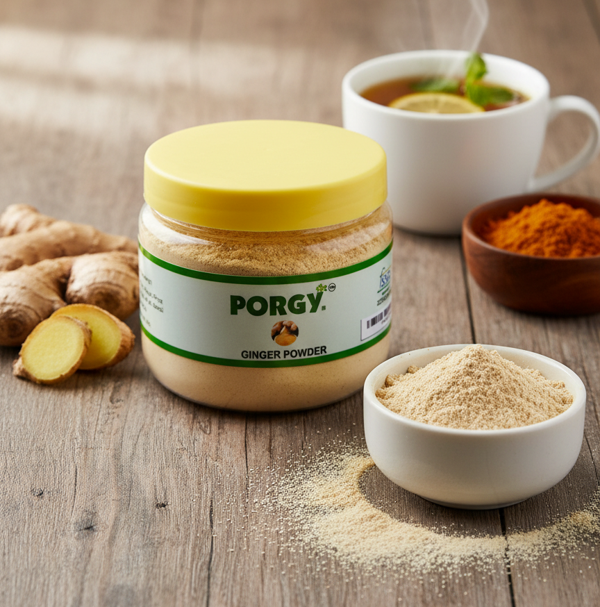 PORGY Ginger Powder – 100g Pure and aromatic ginger for curries and tea