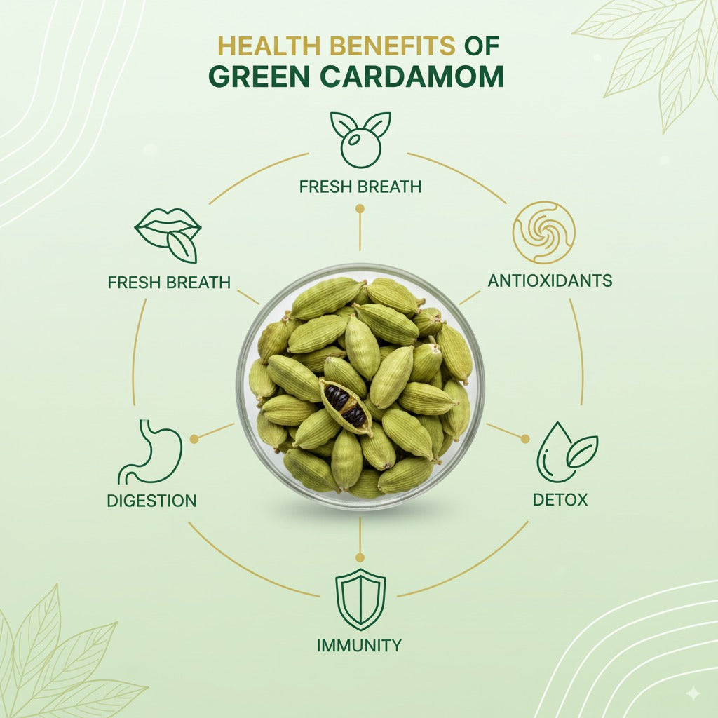 PORGY Green Cardamom – 50g Premium whole elaichi pods with natural aromatic flavor