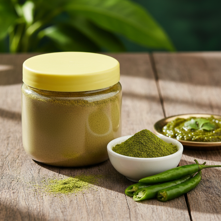 PORGY Green Chilli Powder – 100g Pure and spicy seasoning for curries