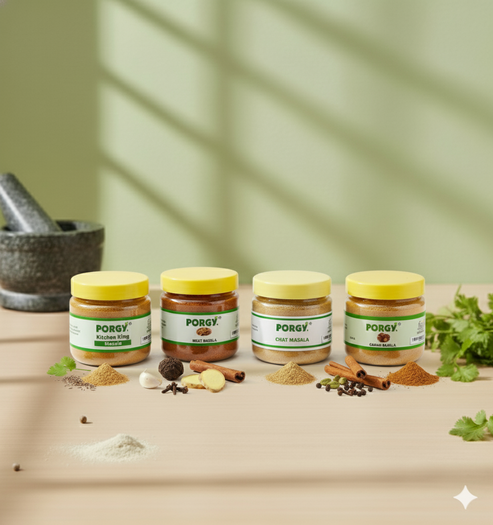 PORGY All-in-One Masala Combo – 400g Kitchen King, Meat Masala, Garam Masala, Chat Masala