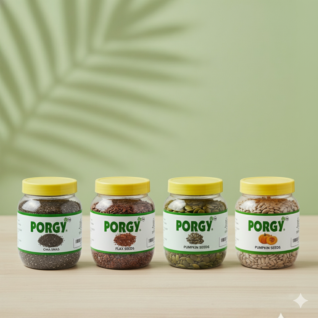PORGY - Super Seeds Combo 1.15 KG – Flax 250g, Chia 400g, Pumpkin 250g, Sunflower 250g
