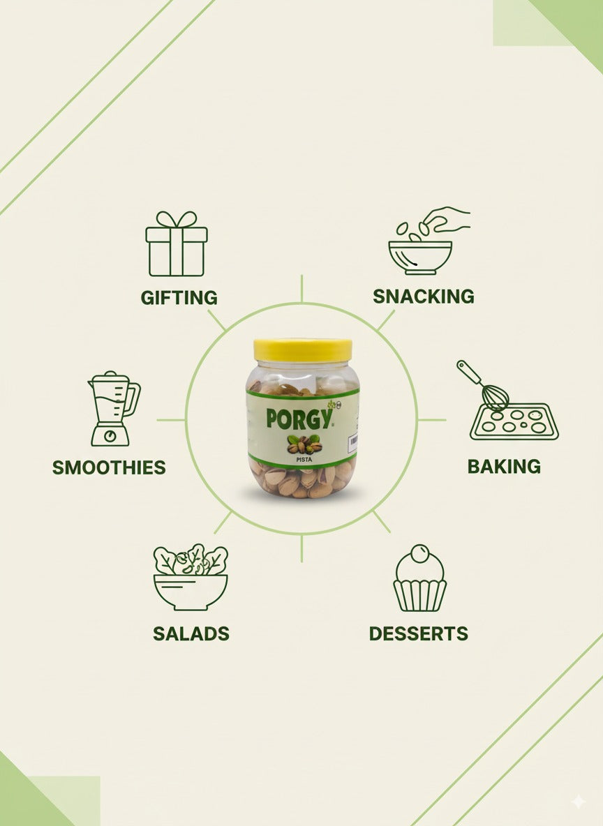 PORGY Pistachios Roasted & Salted – 200g Handpicked nuts that are roasted, salted