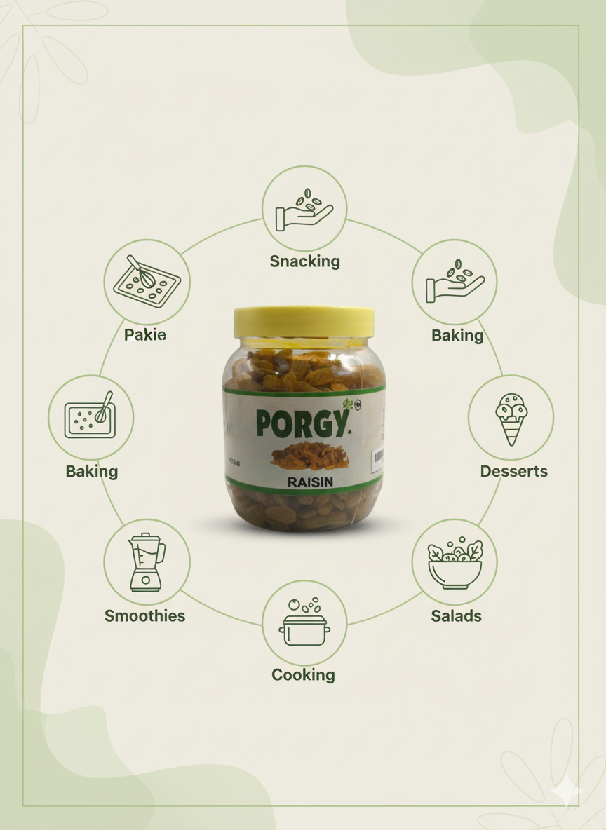 PORGY Dried Long Raisins – 300g Naturally sweet, handpicked raisins