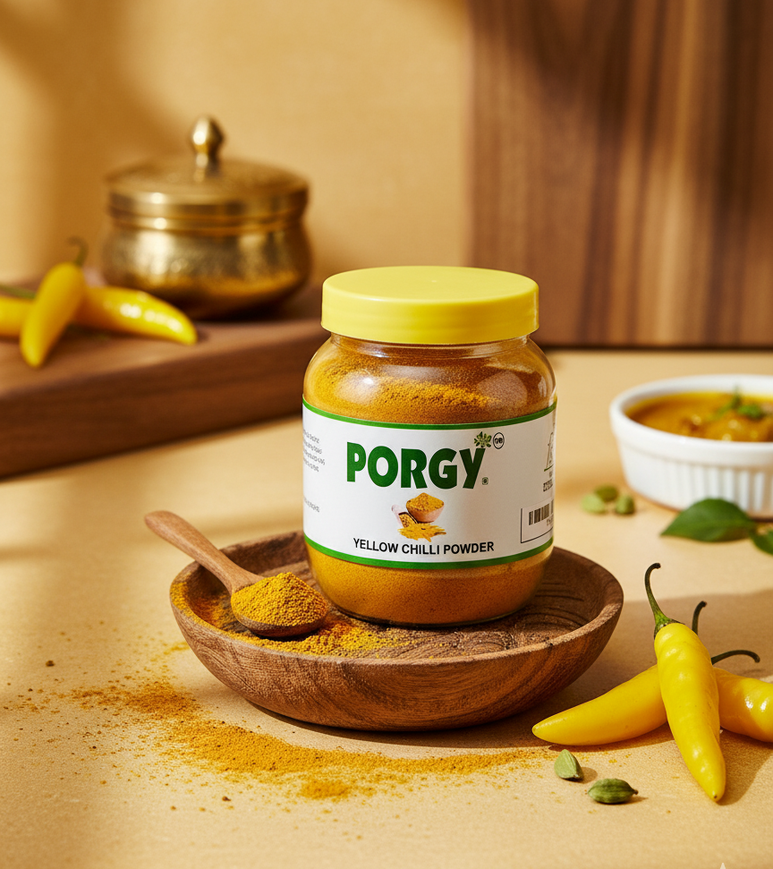PORGY Yellow Chilli Powder – 250g Mild and aromatic spice for curries, gravies and snacks