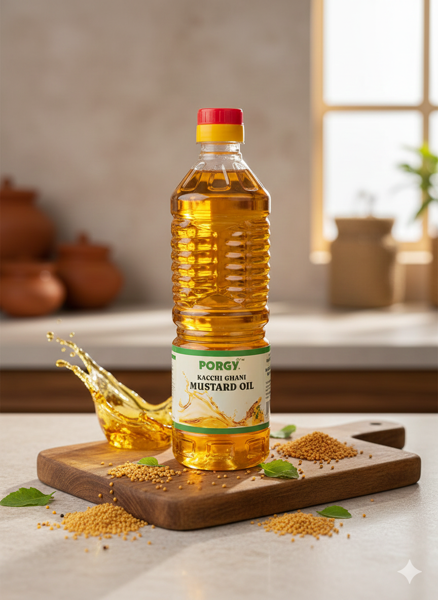 Porgy Cold-Pressed Yellow Mustard Oil | Pure Kachchi Ghani Extraction | Unrefined & Nutrient-Rich